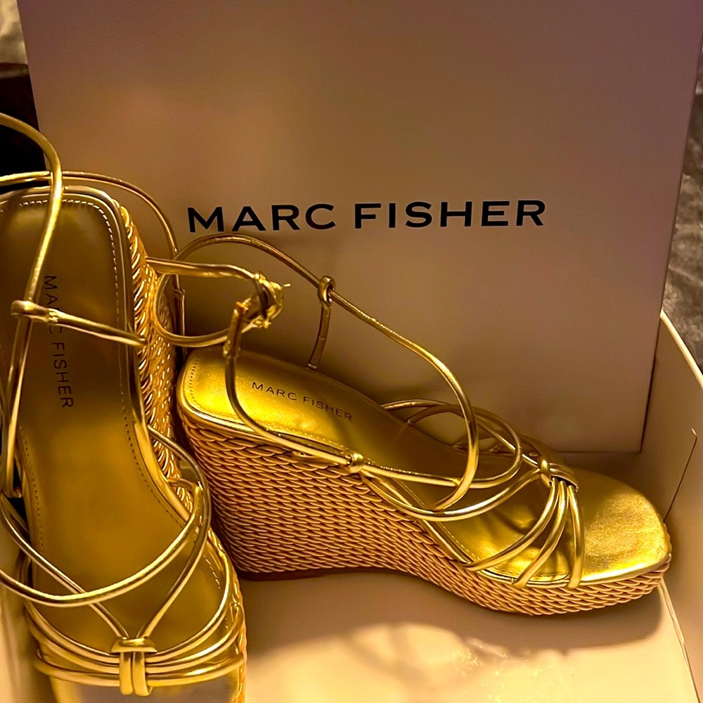 Mark Fisher Gold wedge heels